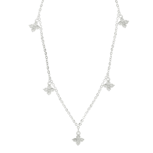 August Woods Silver Multi Crystal Clover Necklace