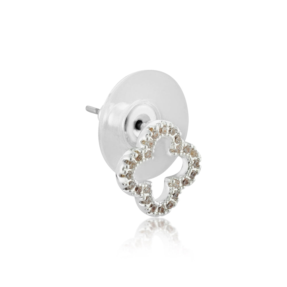 August Woods Silver Open Clover Stud Earrings