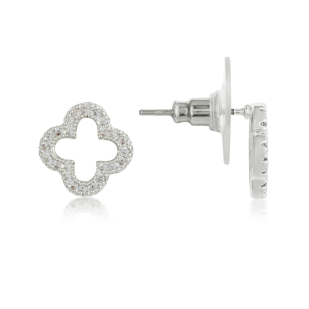 August Woods Silver Open Clover Stud Earrings