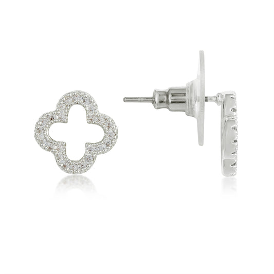 August Woods Silver Open Clover Stud Earrings