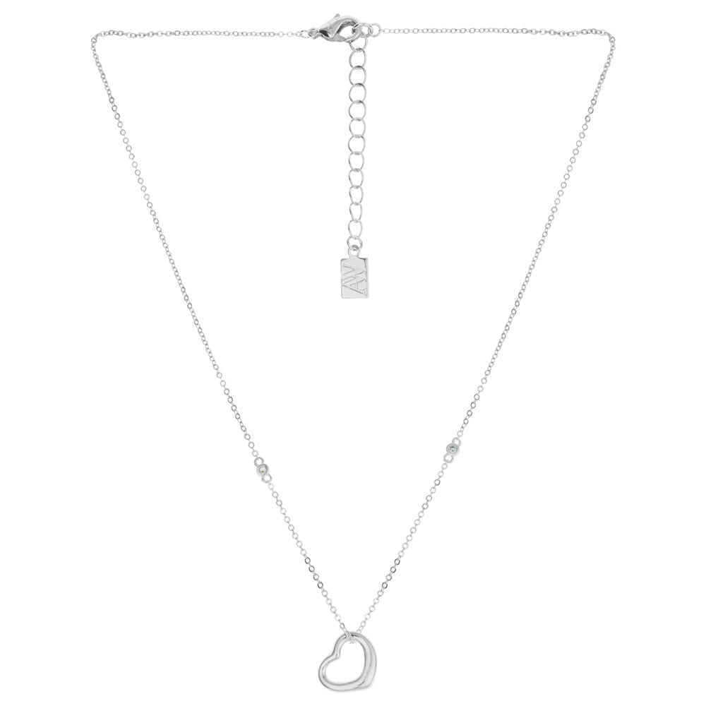 August Woods Silver Open Heart Line Necklace