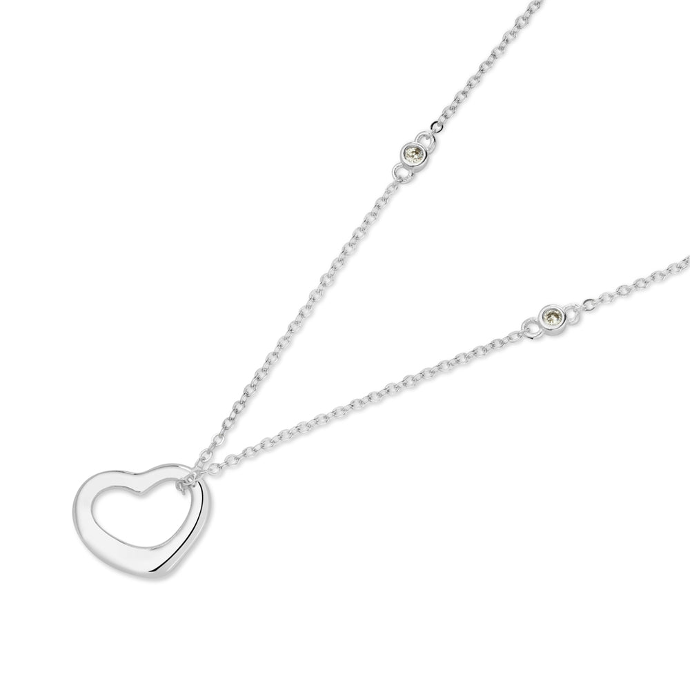 August Woods Silver Open Heart Line Necklace