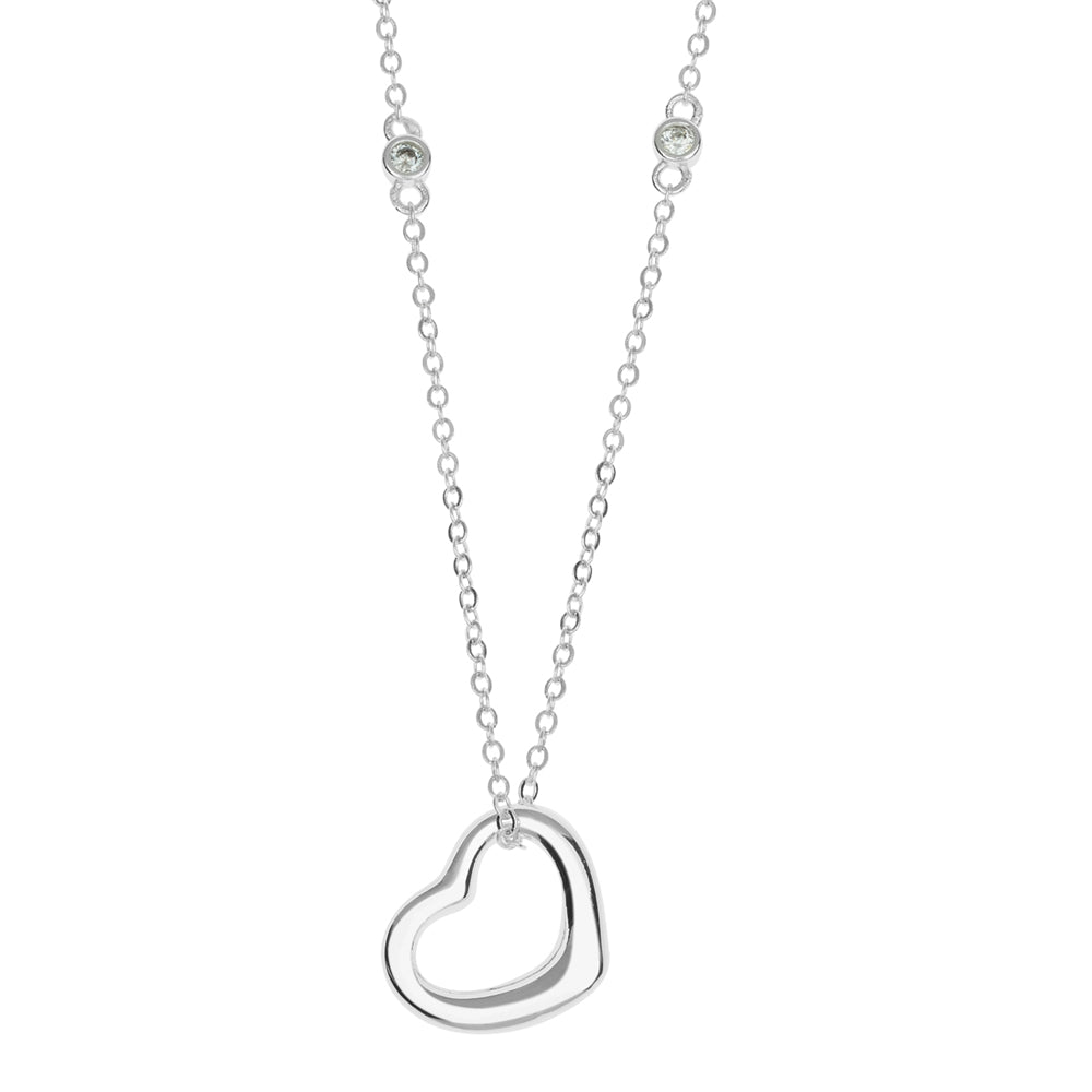 August Woods Silver Open Heart Line Necklace