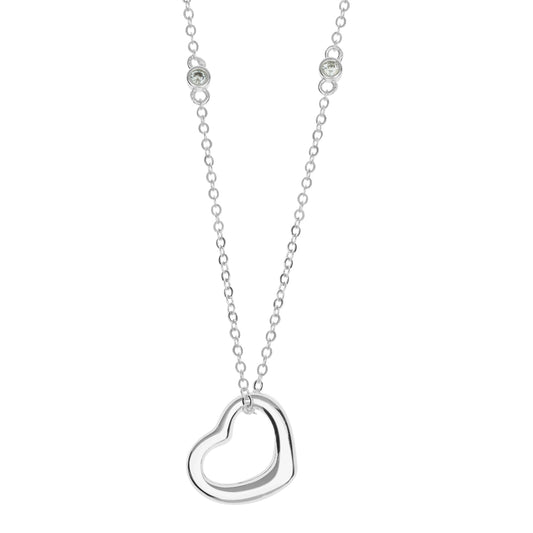 August Woods Silver Open Heart Line Necklace
