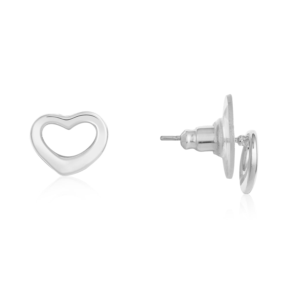 August Woods Silver Open Heart Line Stud Earrings