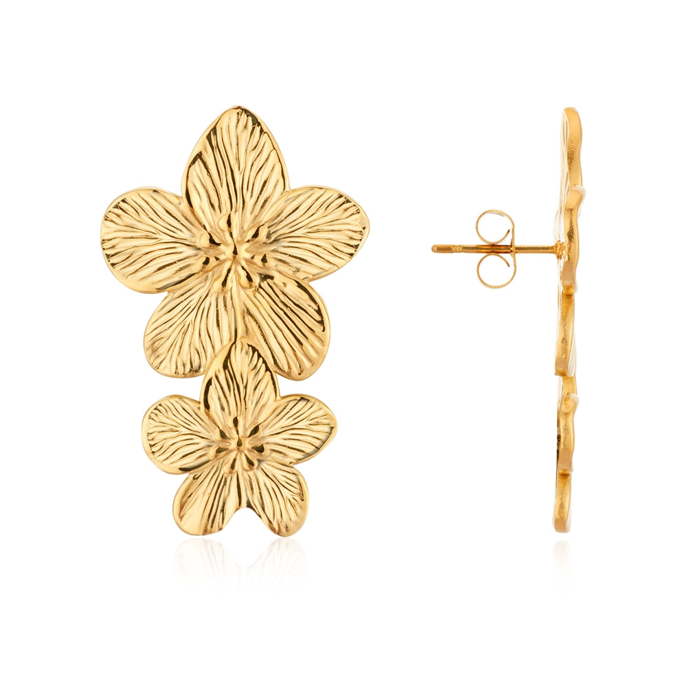 August Woods Gold Bloom Statement Floral Earrings