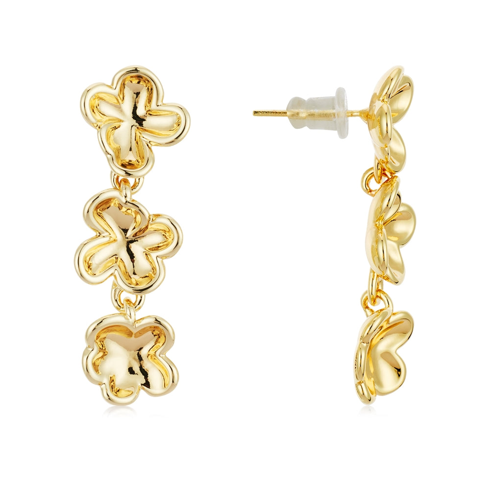 August Woods Gold Bloom Triple Drop Earrings