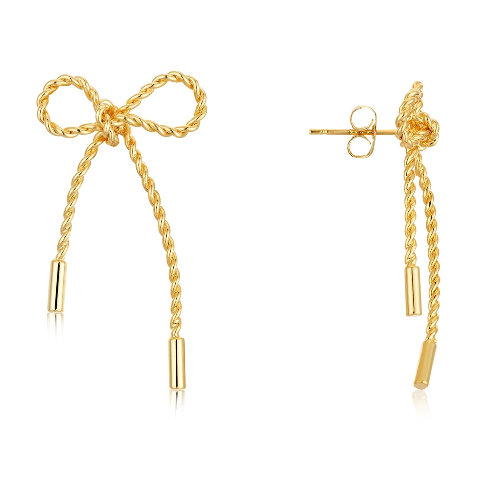 August Woods Gold Bow Rope Stud Earrings