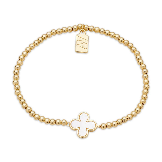 August Woods Gold Clover Mother of Pearl Stretch Bracelet