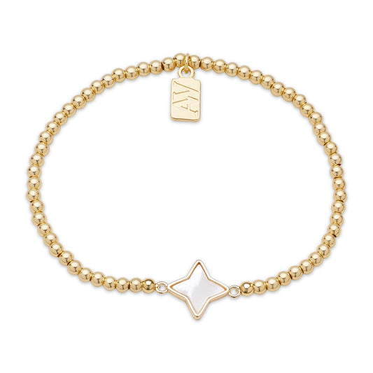 August Woods Gold Diamond Mother of Pearl Stretch Bracelet