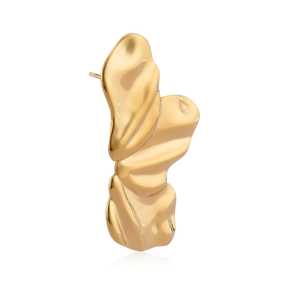 August Woods Gold Half Bloom Flower Earrings