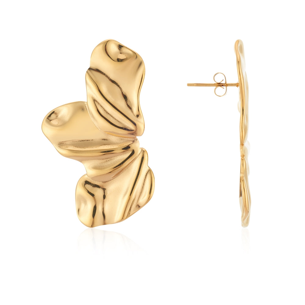 August Woods Gold Half Bloom Flower Earrings