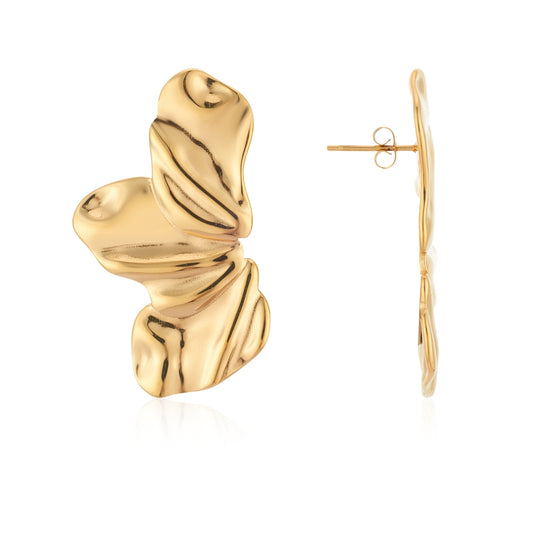 August Woods Gold Half Bloom Flower Earrings