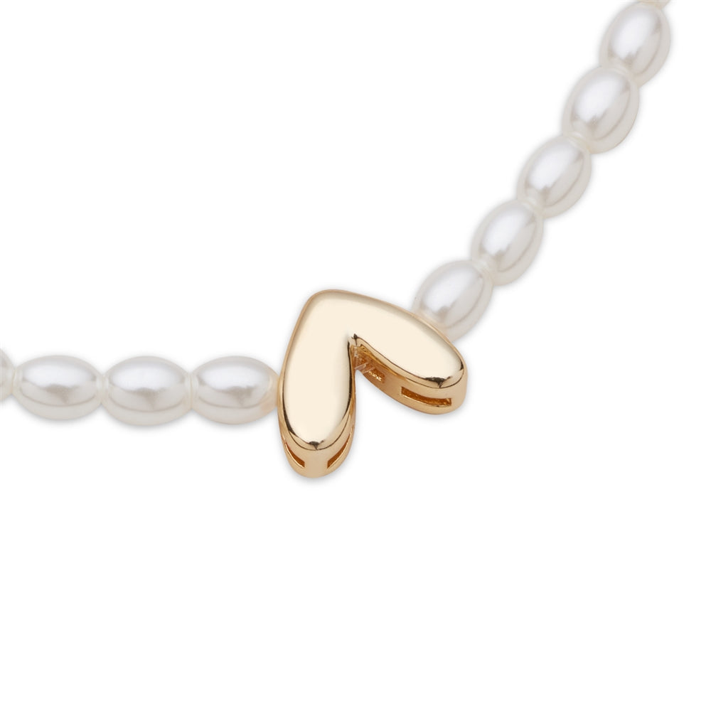 August Woods Gold Pearl Stretch Heart Bracelet