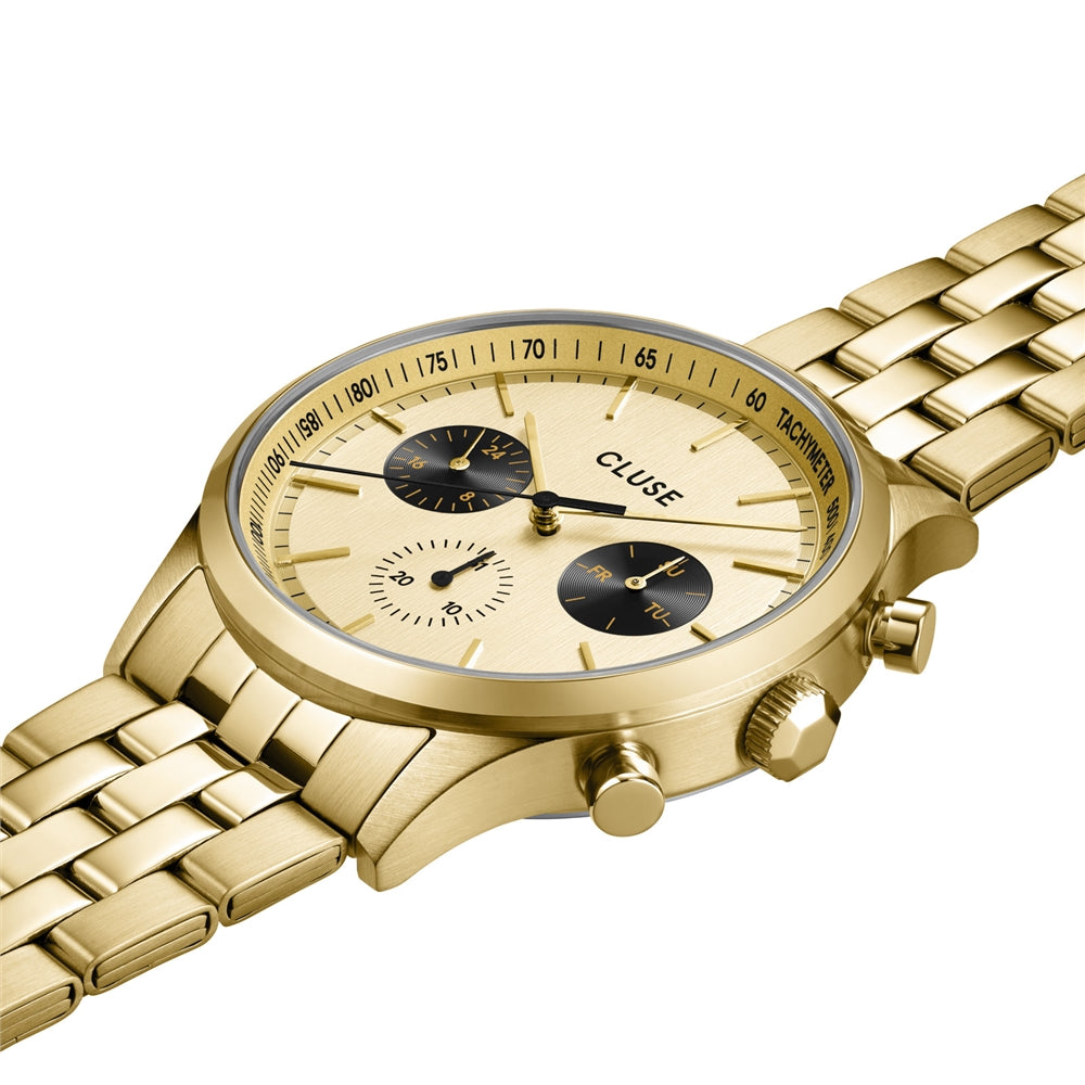CLUSE Gold Antheor Black Dial Multifunction Watch