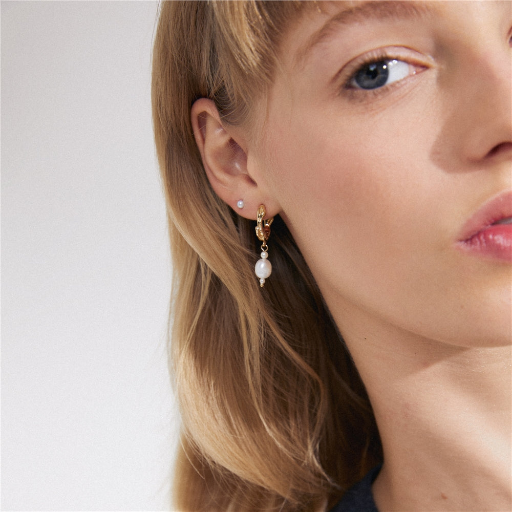 Pilgrim Gold Constance Organic Pearl Earrings 2 in 1 Set
