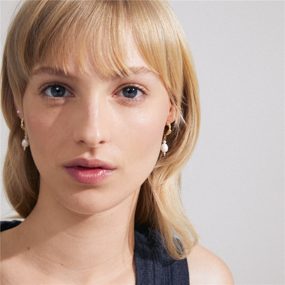 Pilgrim Gold Constance Organic Pearl Earrings 2 in 1 Set