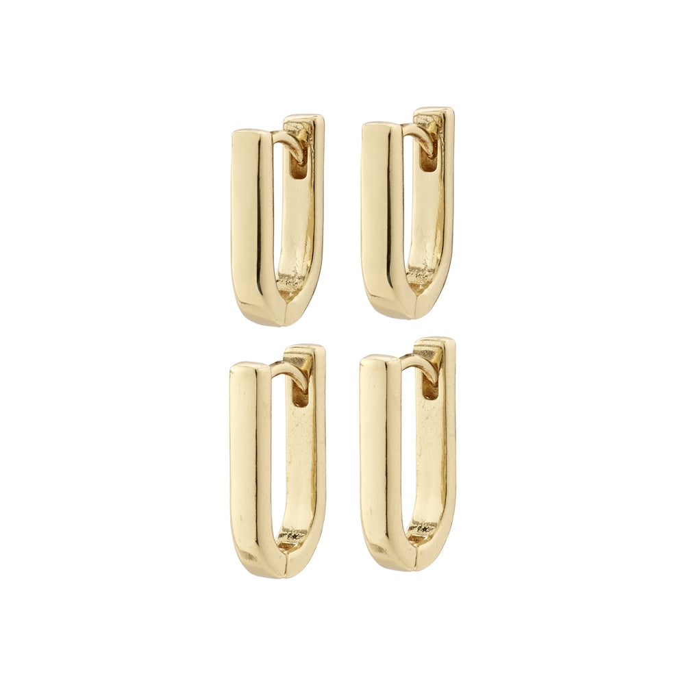Pilgrim Gold Stay Gradual Link Hoop Earrings 2 in 1 Set