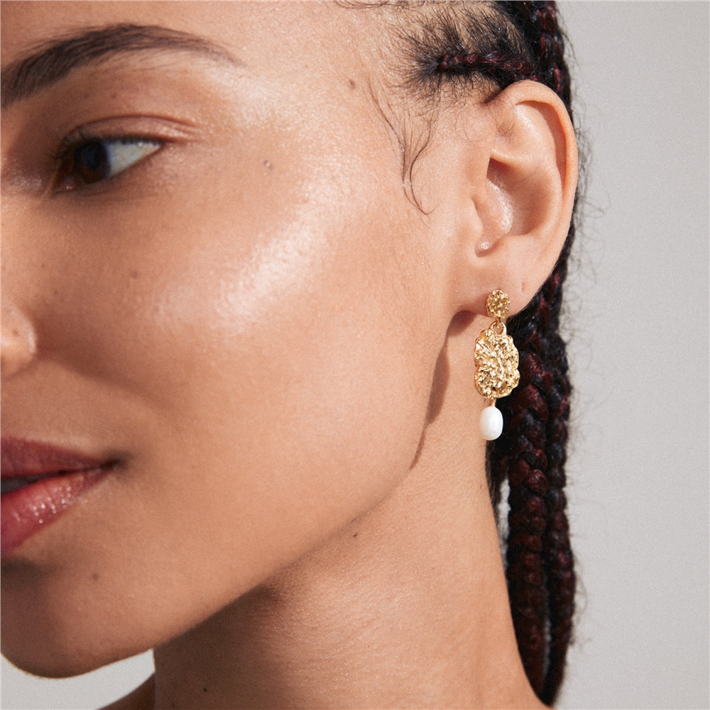 Pilgrim Gold True Hammer Pearl Earrings