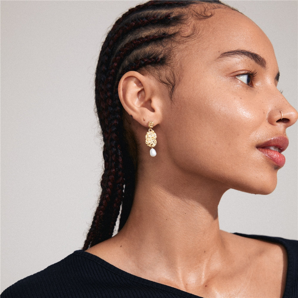 Pilgrim Gold True Hammer Pearl Earrings