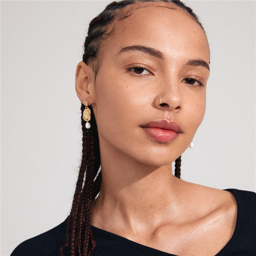 Pilgrim Gold True Hammer Pearl Earrings