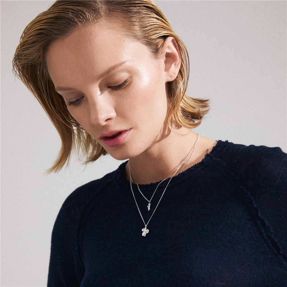 Pilgrim Silver Zhuri Flower Necklace 2 in 1 Set