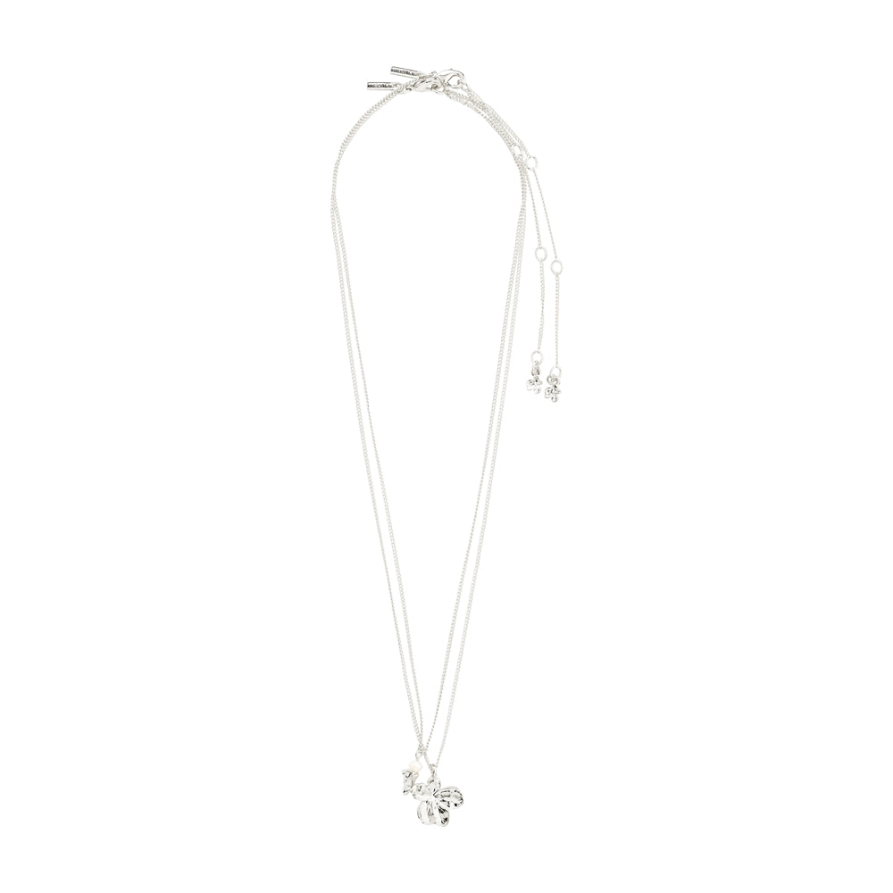 Pilgrim Silver Zhuri Flower Necklace 2 in 1 Set
