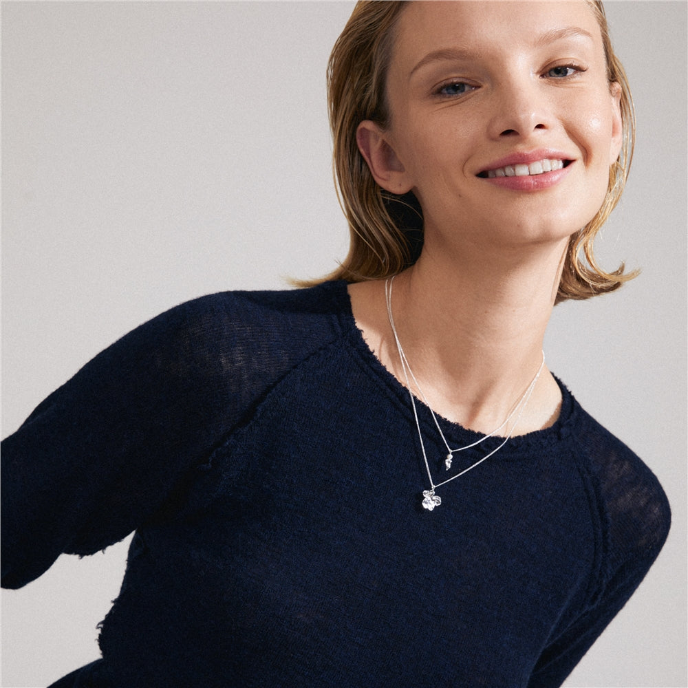 Pilgrim Silver Zhuri Flower Necklace 2 in 1 Set