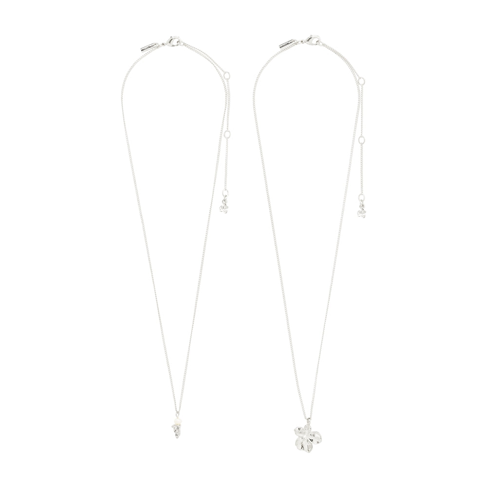 Pilgrim Silver Zhuri Flower Necklace 2 in 1 Set