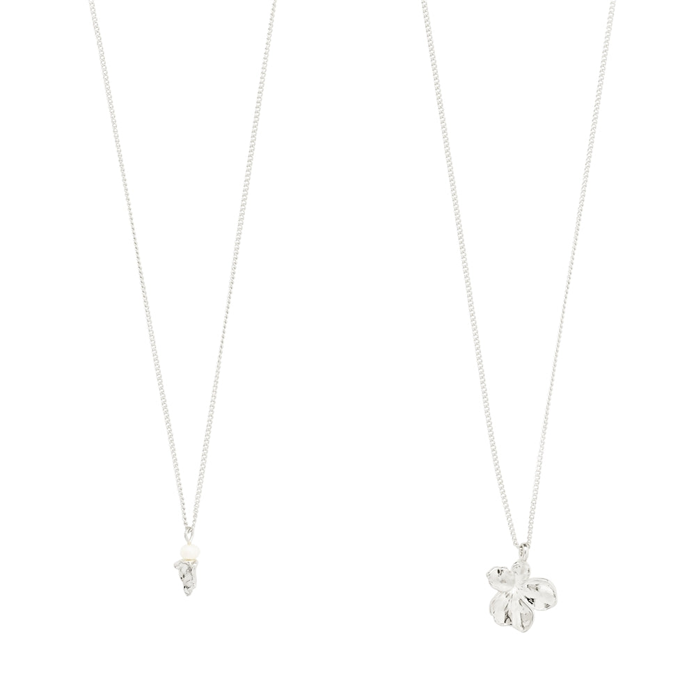 Pilgrim Silver Zhuri Flower Necklace 2 in 1 Set