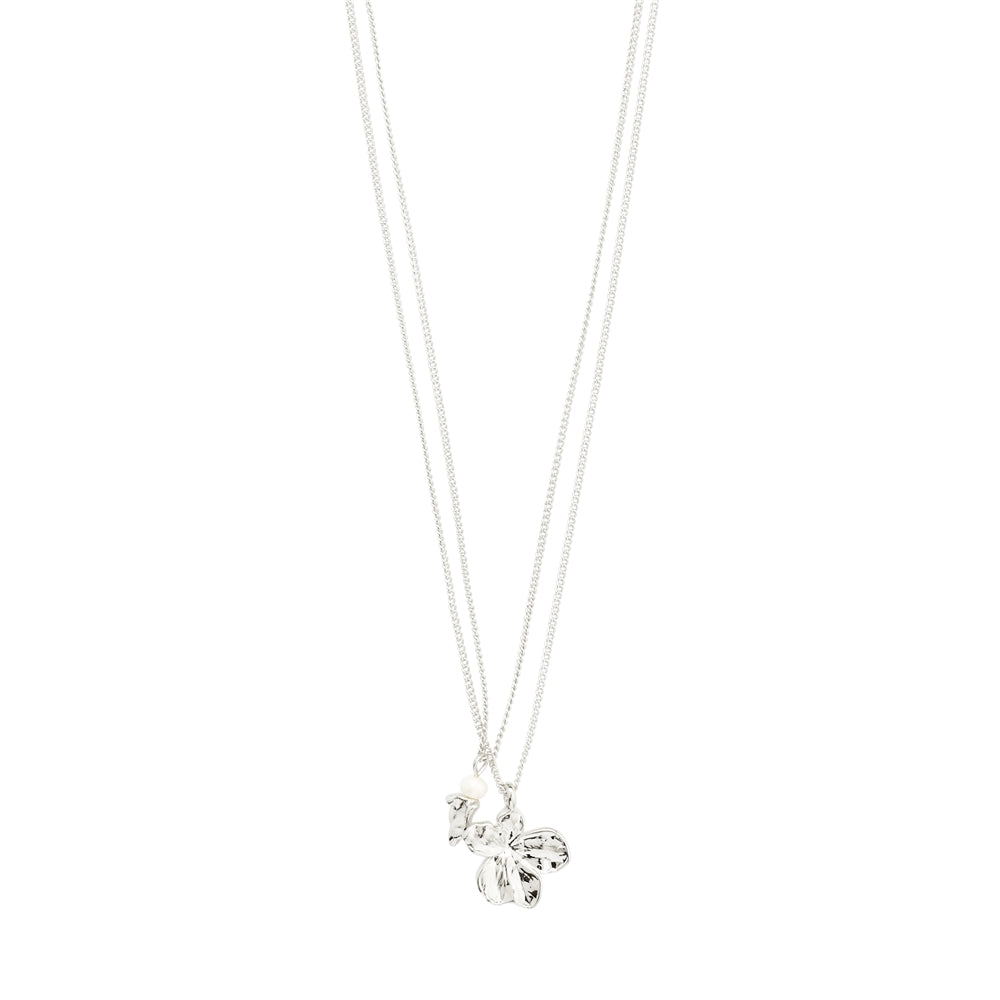 Pilgrim Silver Zhuri Flower Necklace 2 in 1 Set