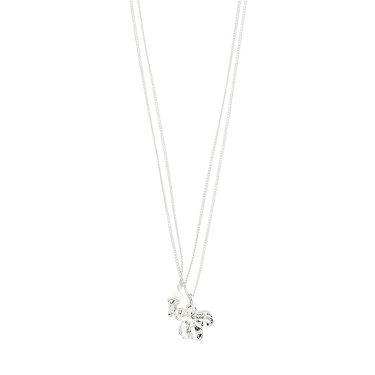 Pilgrim Silver Zhuri Flower Necklace 2 in 1 Set