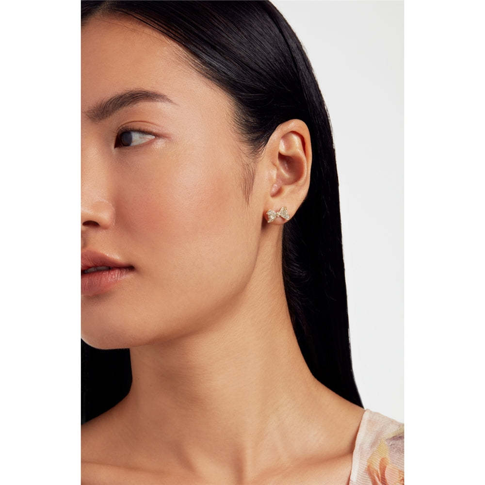 Ted Baker Gold Barseta Crystal Bow Stud Earrings