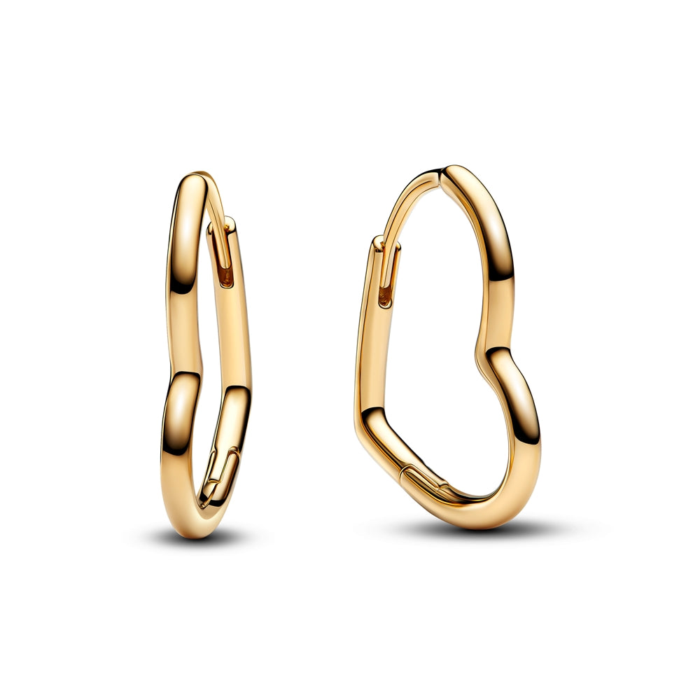 Pandora Gold Asymmetrical Heart Hoop Earrings