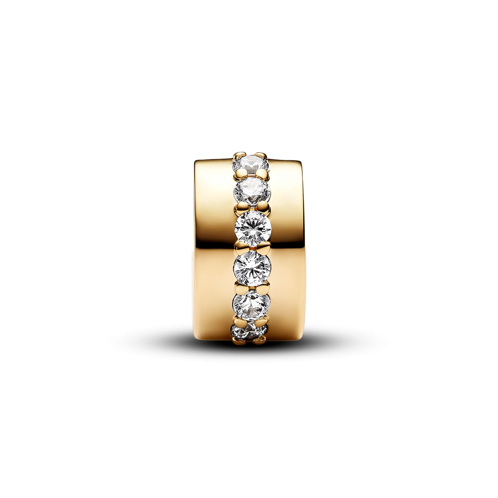 Pandora Gold Clear Sparkling Row Clip Charm