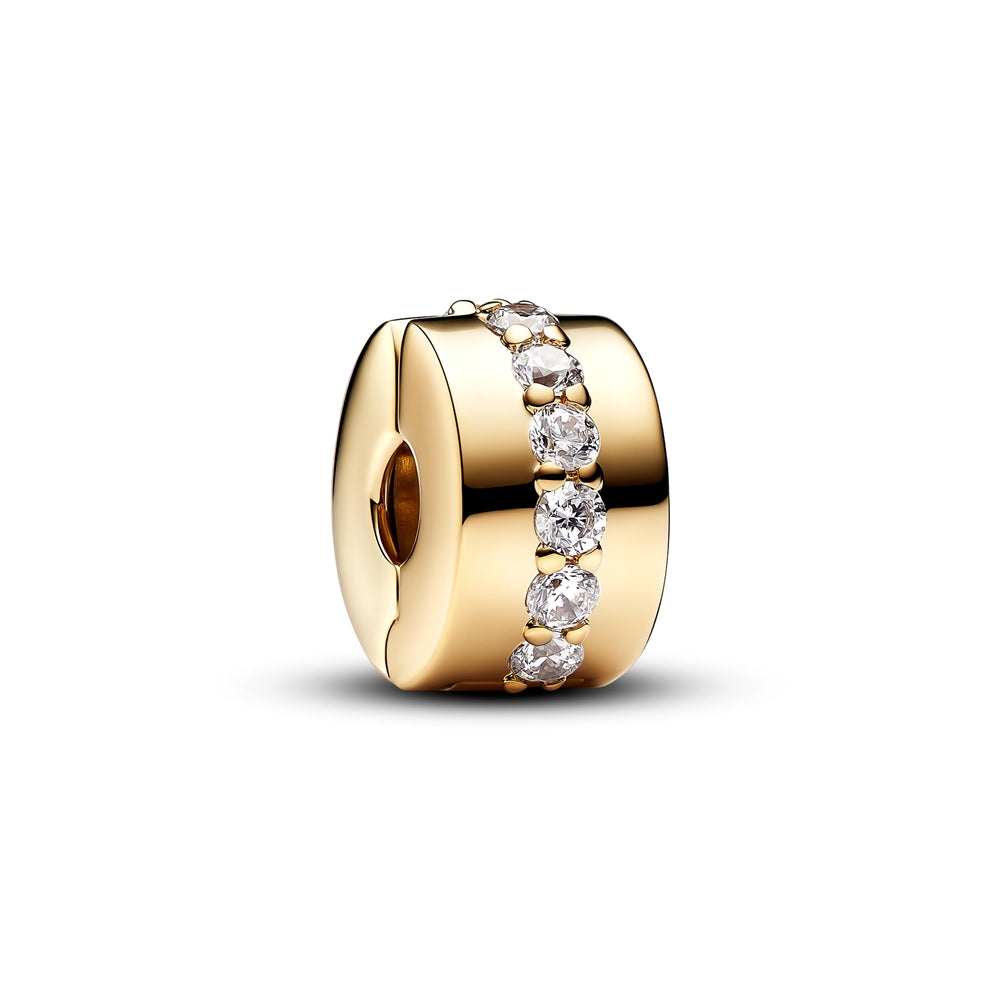 Pandora Gold Clear Sparkling Row Clip Charm