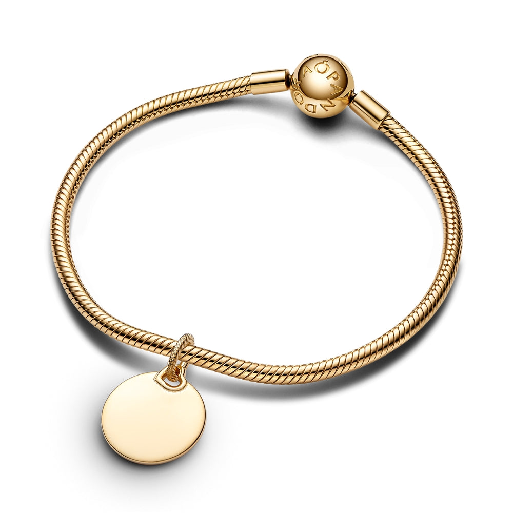 Pandora Gold Engravable Round Tag Dangle Charm