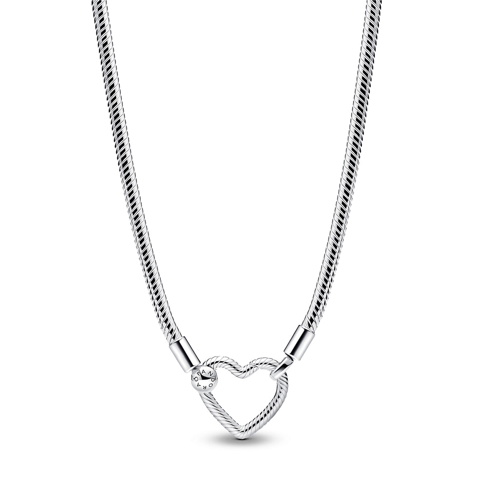 Pandora Silver Heart Closure Snake Chain Necklace