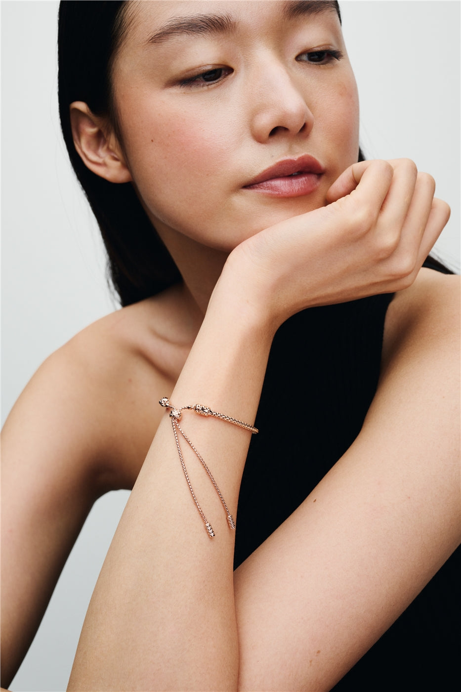 Pandora Rose Gold Studded Chain Slider Bracelet