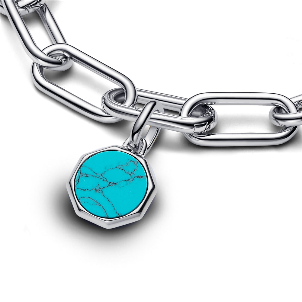 Pandora Turquoise-coloured Engravable Mini Medallion Charm
