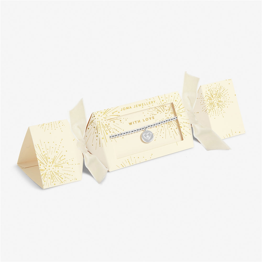 Joma Boxed Christmas Cracker With Love Heart Bracelet