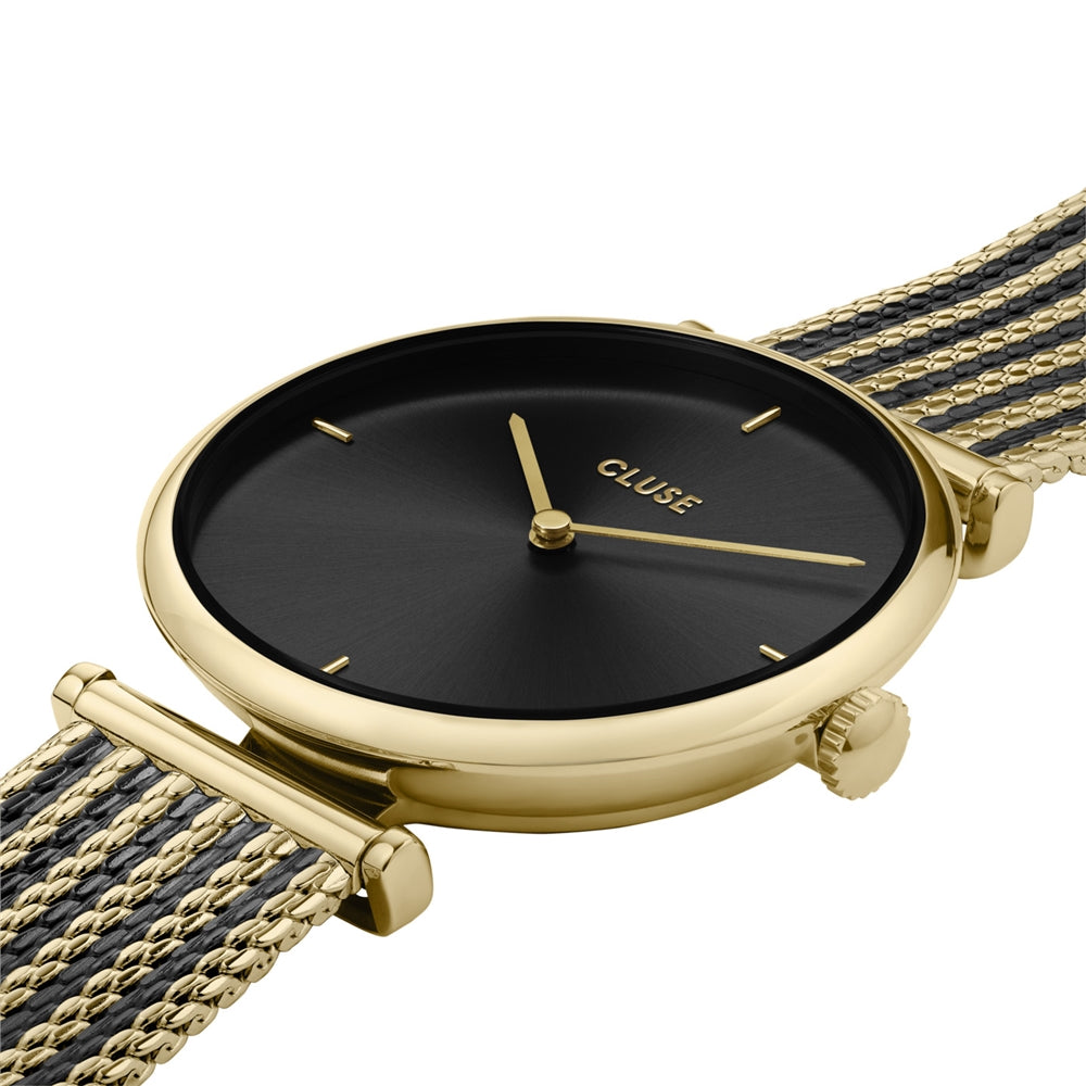CLUSE Gold Black Triomphe Mesh Watch