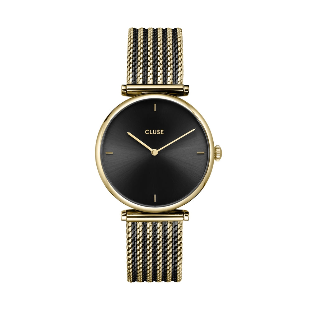 CLUSE Gold Black Triomphe Mesh Watch