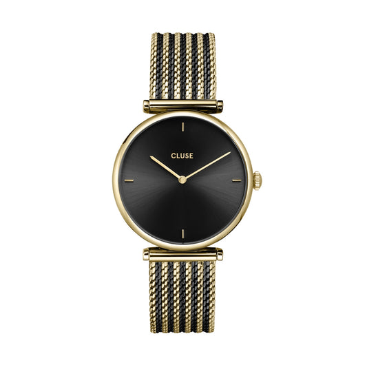 CLUSE Gold Black Triomphe Mesh Watch