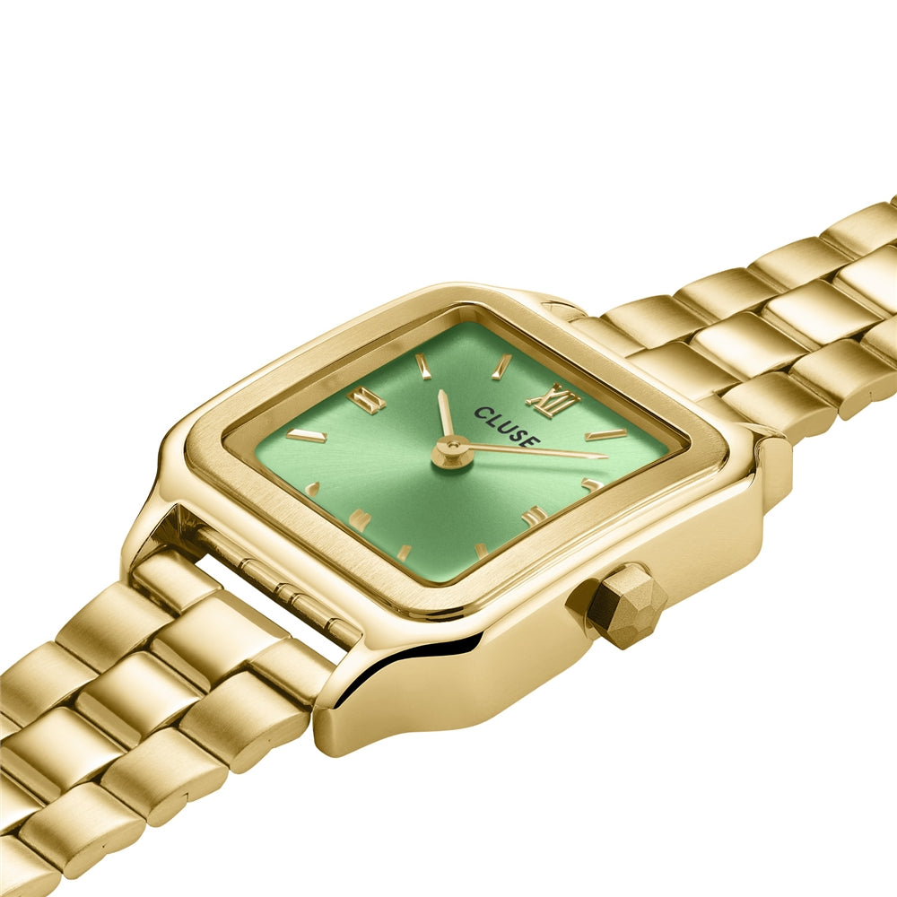CLUSE Gold Green Gracieuse Petite Square Watch