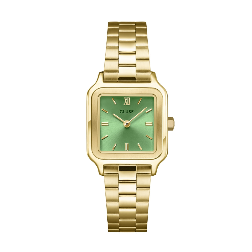 CLUSE Gold Green Gracieuse Petite Square Watch