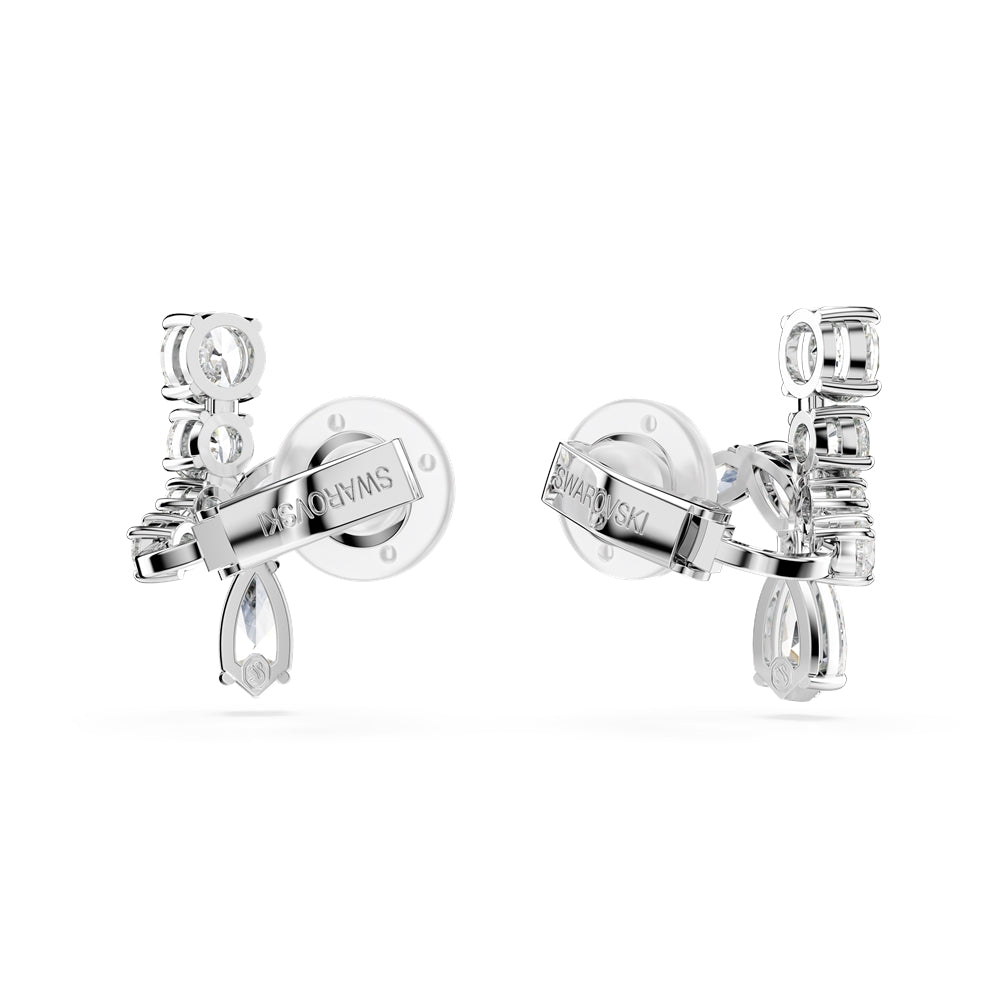 Swarovski Matrix Rhodium Plated Mixed Cuts White Clip On Earrings