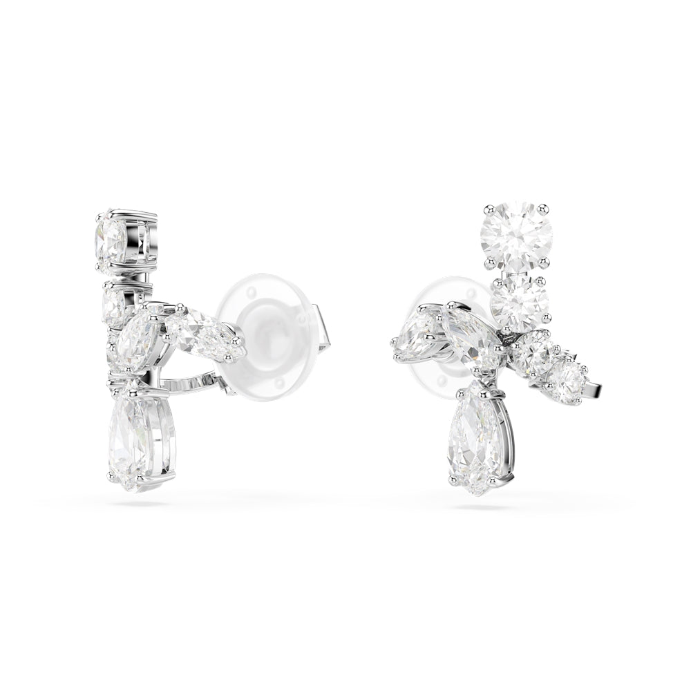 Swarovski Matrix Rhodium Plated Mixed Cuts White Clip On Earrings