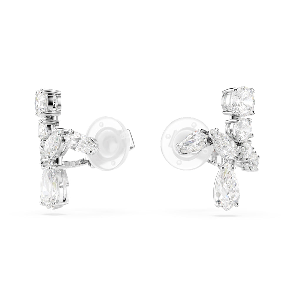 Swarovski Matrix Rhodium Plated Mixed Cuts White Clip On Earrings
