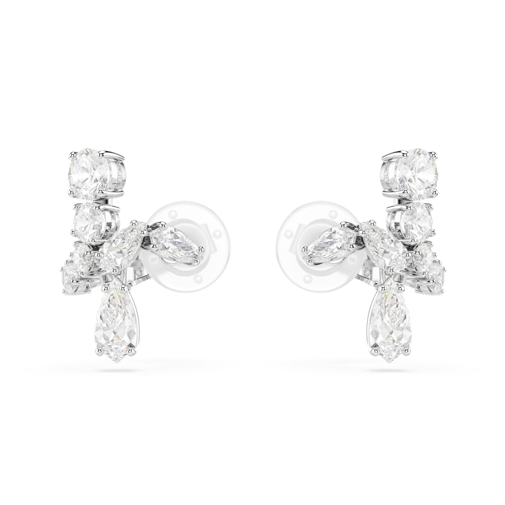 Swarovski Matrix Rhodium Plated Mixed Cuts White Clip On Earrings